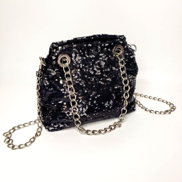Fiona Lang London Metallic Sequin Chain Strap Evening Purse - Picture 1 of 11